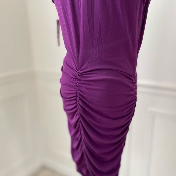 NWT Laundry by Design Ruched Stretchy Sheath Dress Sequins Ambrosia Plum 12 - Picture 8 of 14